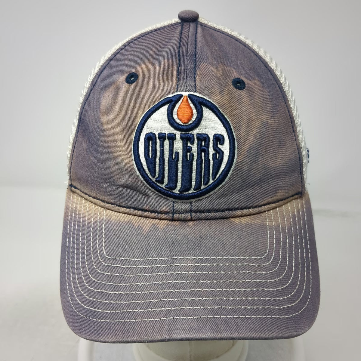 Edmonton Oilers NHL Fanatics Trucker Hat Blue White One Size Snapback Mesh Back