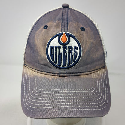 Edmonton Oilers NHL Fanatics Trucker Hat Blue White One Size Snapback Mesh Back