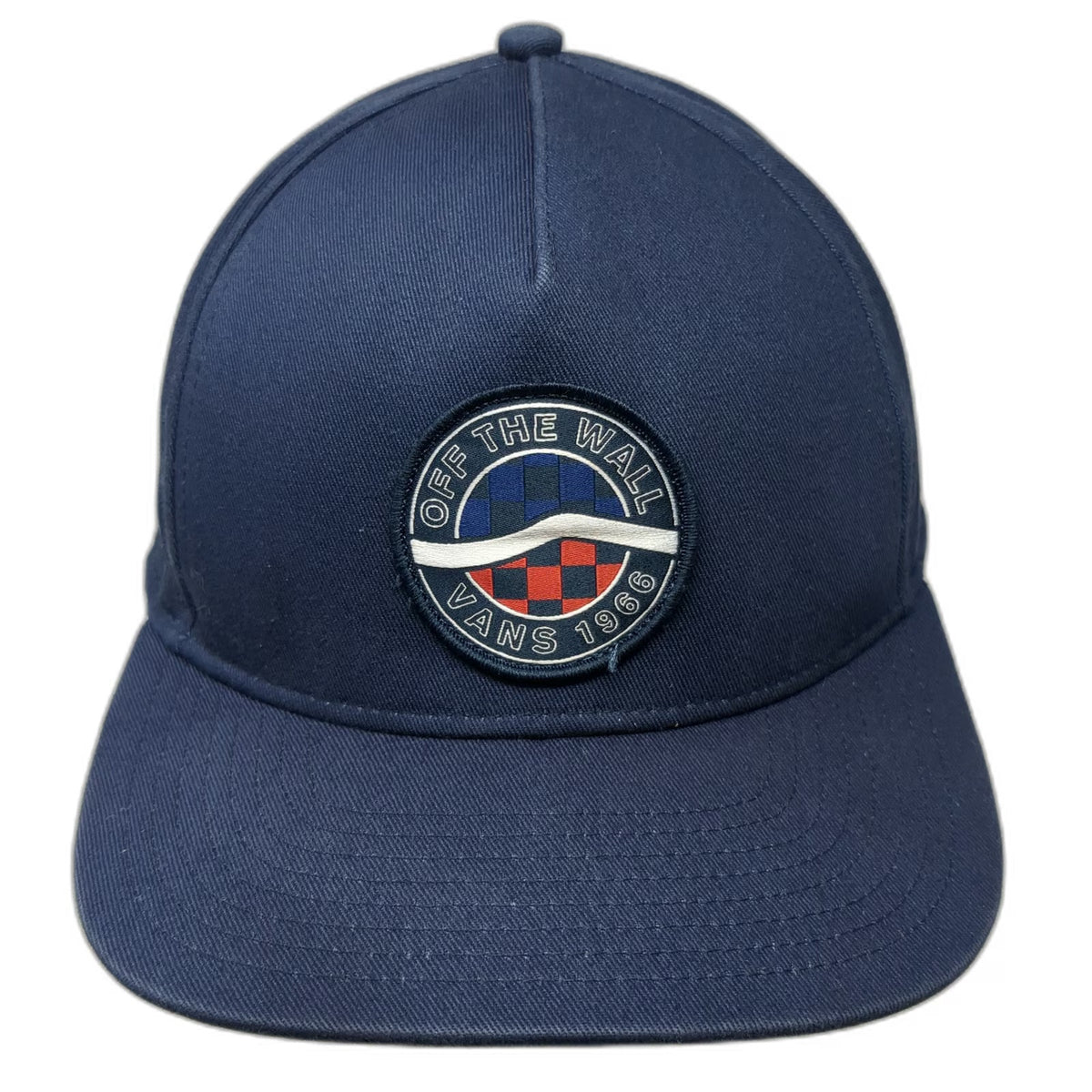 Vans 5 Panel Blue OSFM Snapback Hat Off The Wall Patch Embroidered Skate Logo
