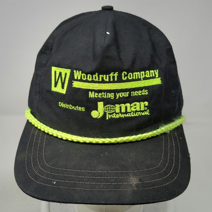 Sportsman 5 Panel Black Yellow Rope Snapback Hat Woodruff Company Jomar Vintage