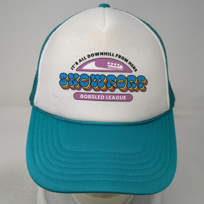 Otto Trucker Hat Blue White OSFM Snowport Bobsled League Foam Mesh Snapback Hat