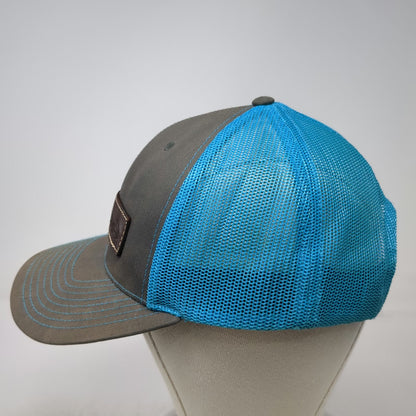 Richardson Trucker Hat Gray Blue One Size Mike's Archery Leather Patch Mesh