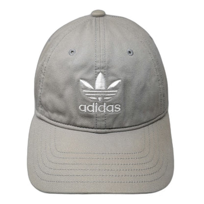 Adidas Baseball Cap Gray One Size Trefoil Logo Cotton Slideback Embroidered Hat