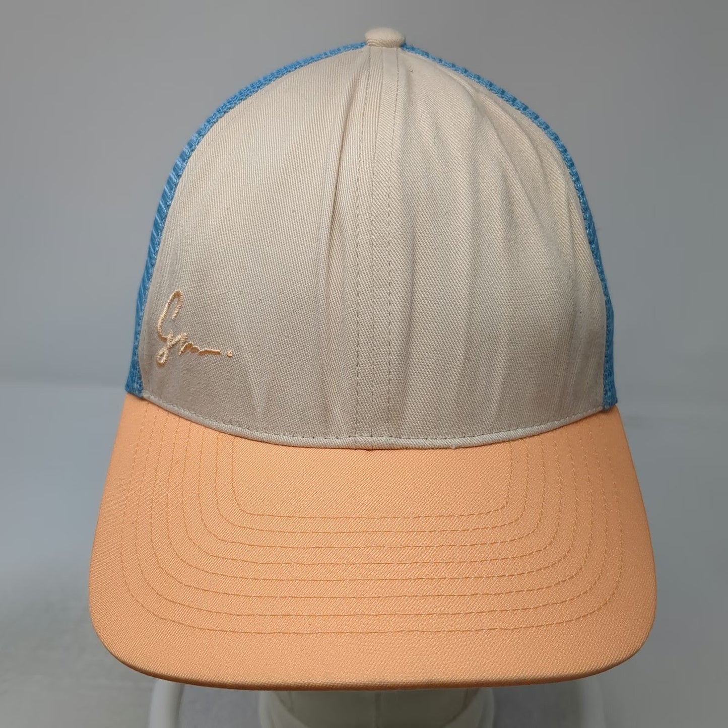 Grace Folly Trucker Hat Beige Orange Blue One Size Mesh Snapback Flat Brim Cap