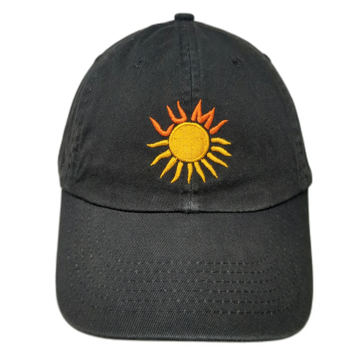 Lumi Sun Baseball Cap Black One Size Embroidered Yellow Orange Slideback Hat