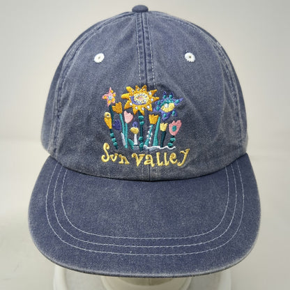 Baseball Cap Blue One Size Sun Valley Embroidered Flowers Strapback Hat Idaho
