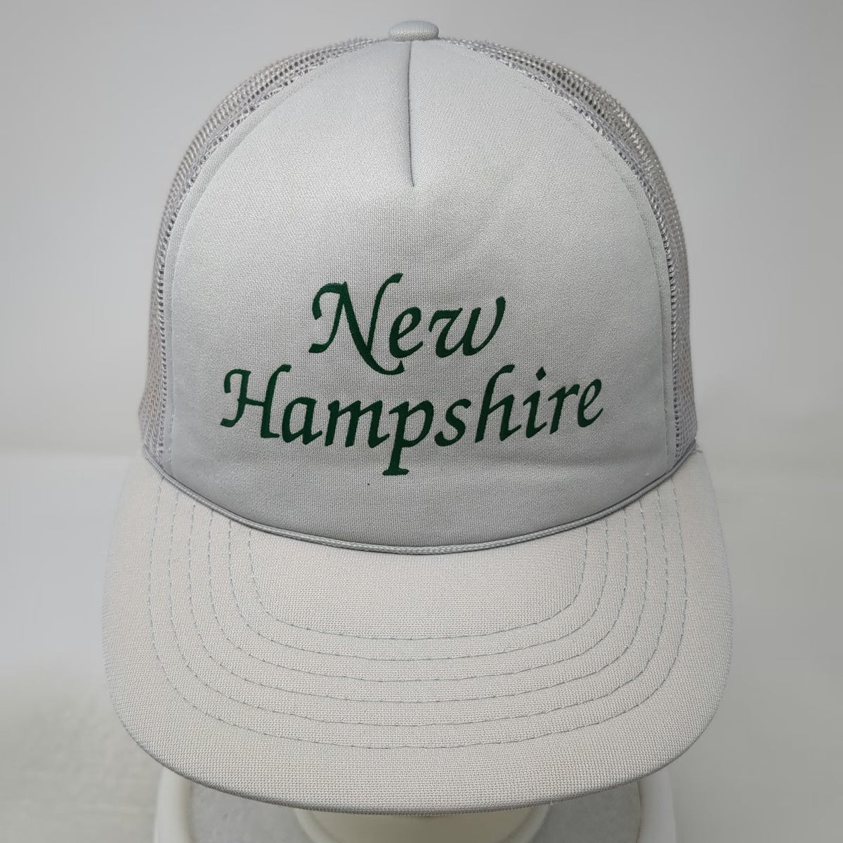 Yupoong Trucker Hat Gray One Size New Hampshire Green Script Mesh Back Hat