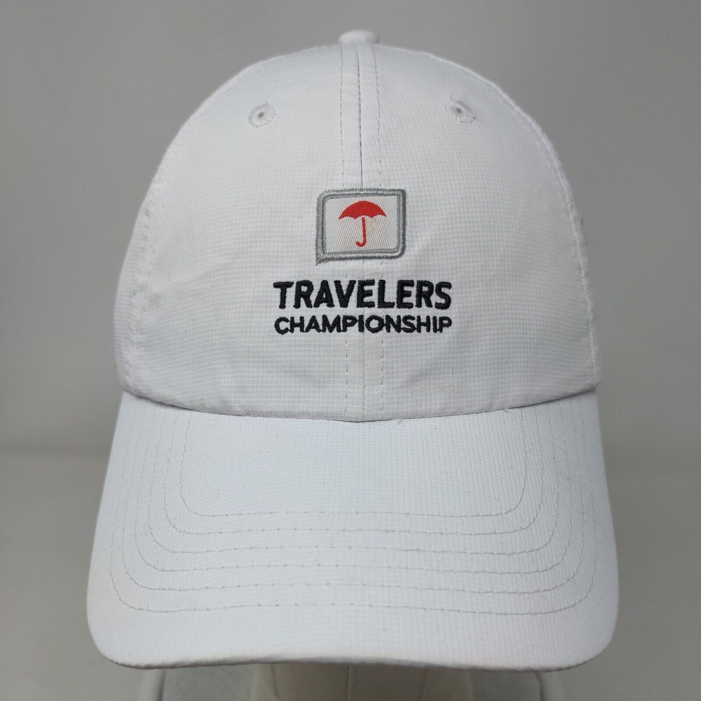 Travelers Championship Umbrella Strapback Hat White OSFA Performance Antigua