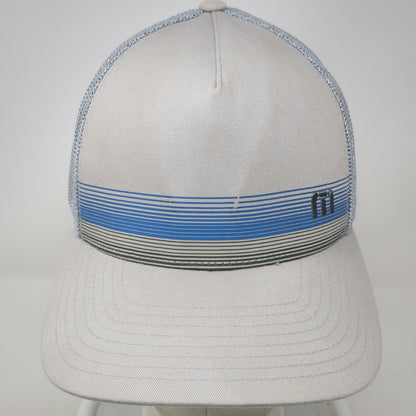 TravisMathew Golf Baseball Cap Gray XL Mesh Flexfit Horizontal Stripes Hat