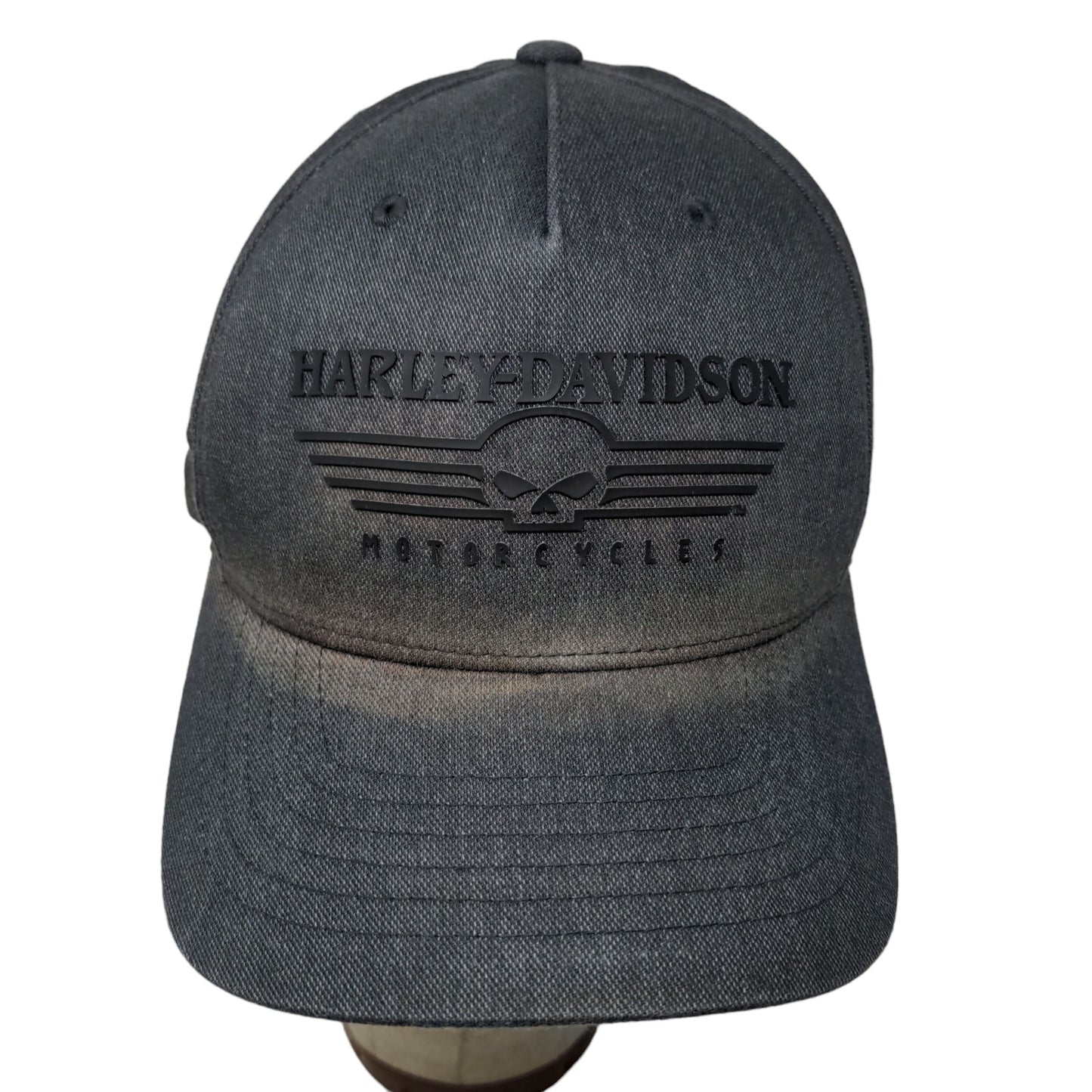 Harley Davidson Men's Fitted Hat Gray Size L/XL 3D Genuine Motorclothes Logo