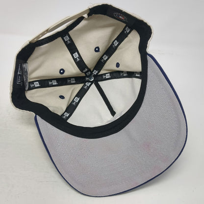 New Era 5 Panel White Blue One Size NY Yankees MLB Snapback Hat Flat Brim Cotton