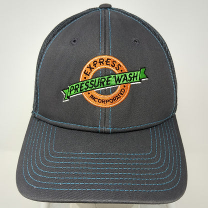 New Era Baseball Cap Gray M Fitted 39THIRTY Mesh Back Pressure Wash Logo Hat