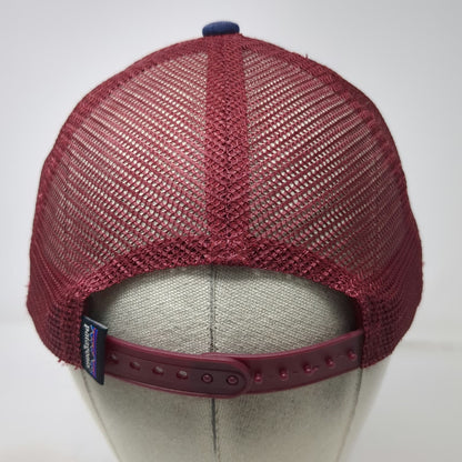Patagonia Trucker Hat Blue Red White OSFM Mesh Snapback Rainbow Mountain Logo