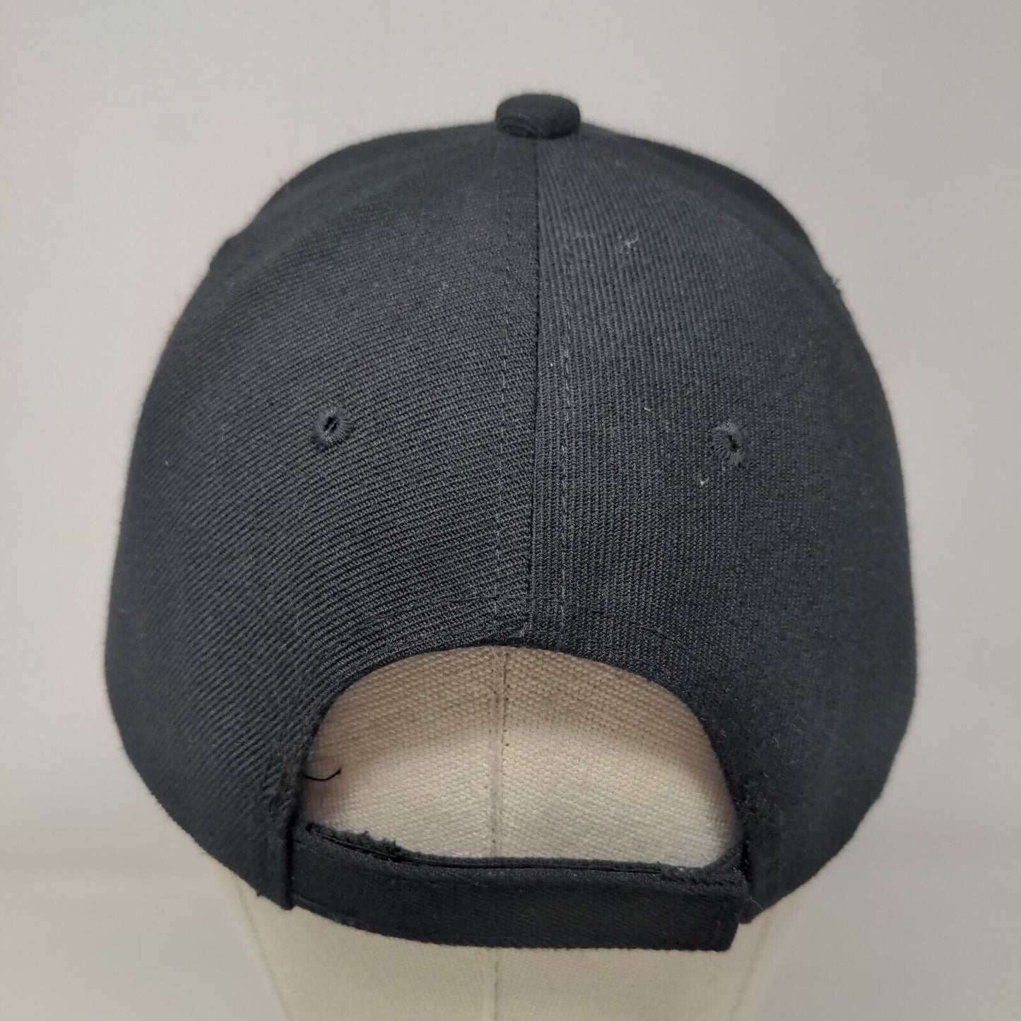 BK Soccer Strapback Hat Black One Size Adjustable Vented Holes 6 Panel