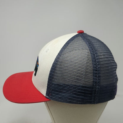 Patagonia Trucker Hat White Red Blue One Size Bear Logo Snapback Mesh Sun Hat