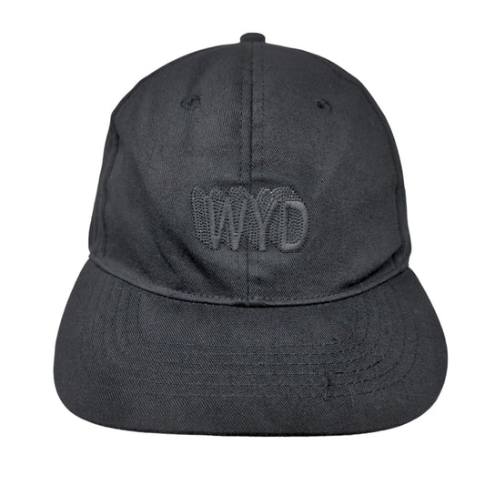 WYD Strapback Hat Black One Size Adjustable Embroidered Vented Holes 6 Panel