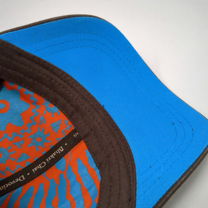 Bhakti Chai Trucker Hat Brown Orange One Size Mesh Snapback Patterned Underbrim