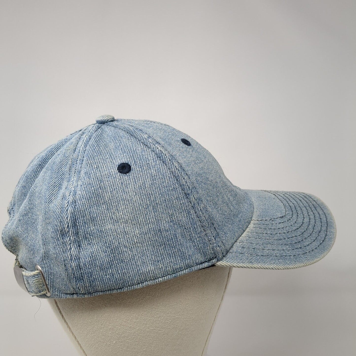 H&M Slideback Hat Blue One Size Adjustable Vented Holes 6 Panel Denim Blank
