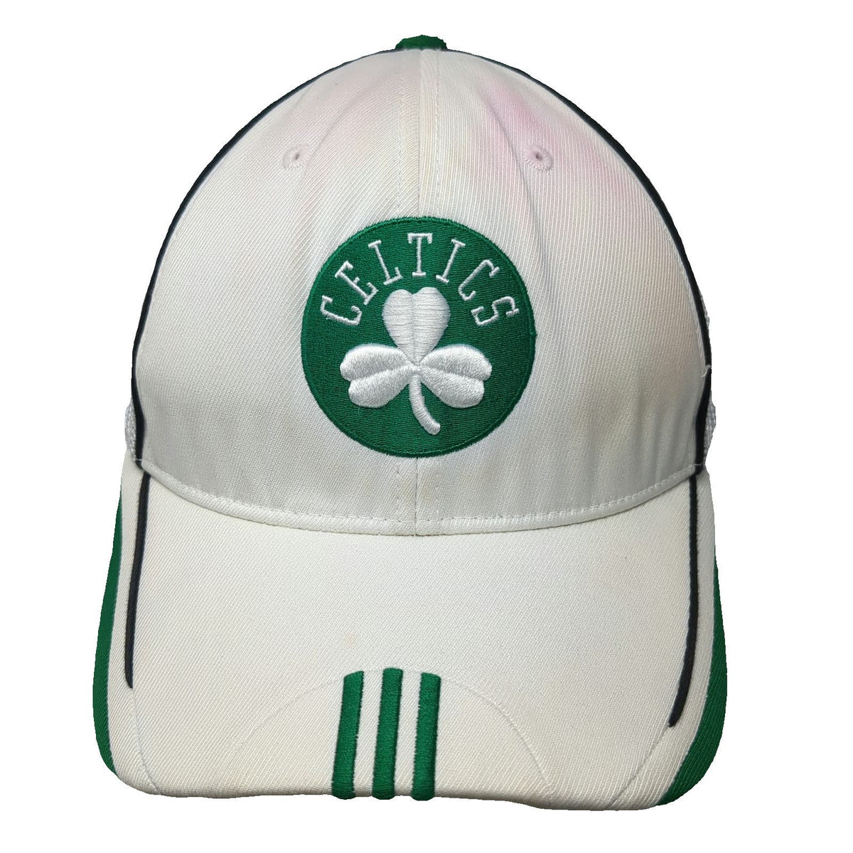 Adidas Boston Celtics NBA White Cap L Mesh Back 3 Stripes Climalite Hat Official