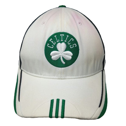 Adidas Boston Celtics NBA White Cap L Mesh Back 3 Stripes Climalite Hat Official