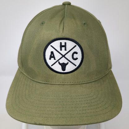 American Hat Company 5 Panel Green Black White One Size Snapback Hat Steer Logo