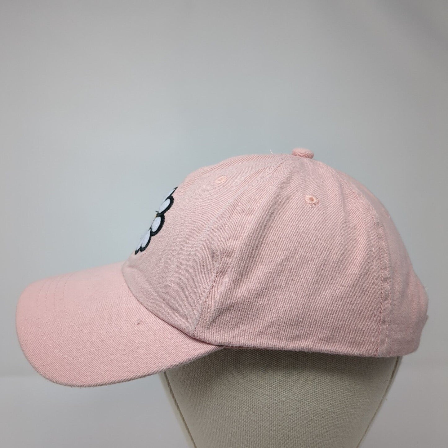 Sunflower Strapback Hat Pink One Size Adjustable Embroidered 6 Panel Cotton