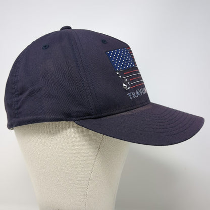TravisMathew Baseball Cap Blue XL Flexfit Golf Club American Flag Patriotic Hat