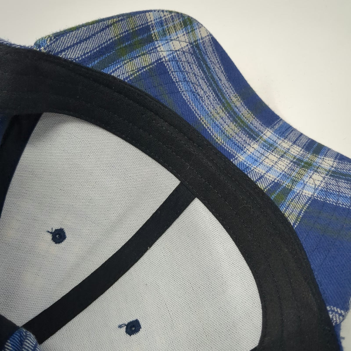 Backpacker Baseball Cap Blue One Size Plaid Cotton Strapback Hat Mountain Logo