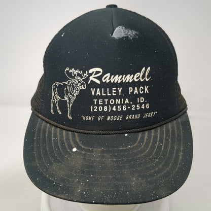 Nissin Cap Trucker Hat Black One Size Rammell Valley Pack Moose Idaho Rope