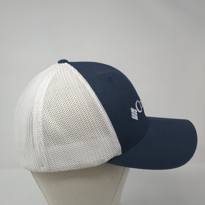 Columbia Logo Fitted Mesh Back Trucker Hat Blue One Size Flexfit Outdoor