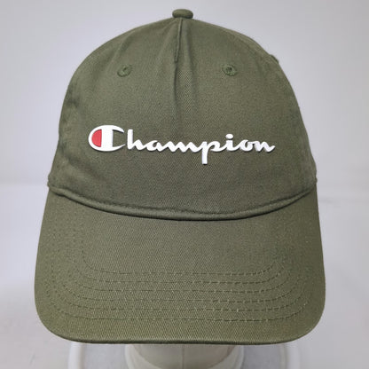 Champion 5 Panel Green One Size Script Logo Cotton Adjustable Slideback Hat