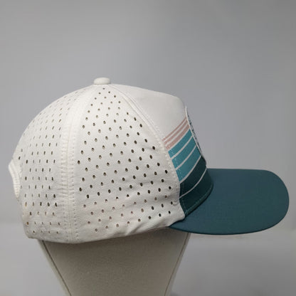Free Style Trucker Hat White Blue One Size Panama City Beach Palm Tree Striped