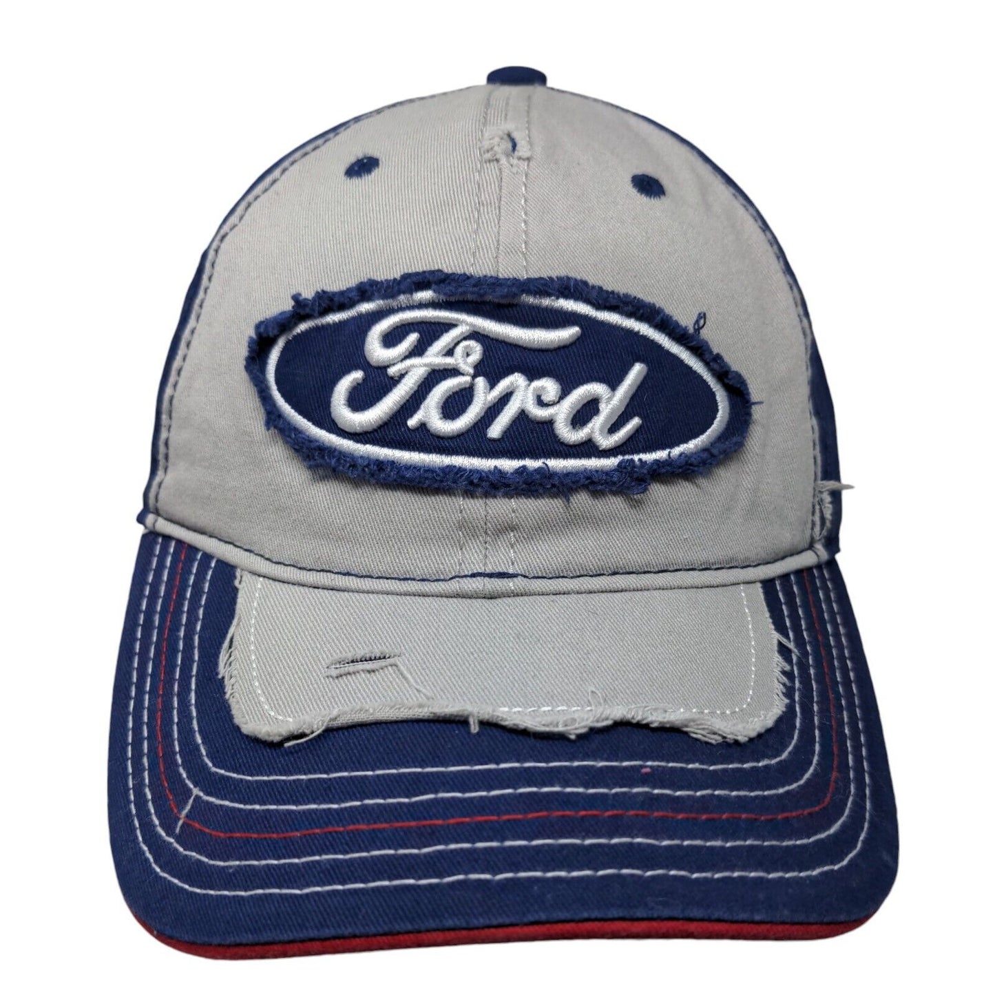 Ford Snapback Hat Multicolor One Size Adjustable Distressed Vented Holes 6 Panel