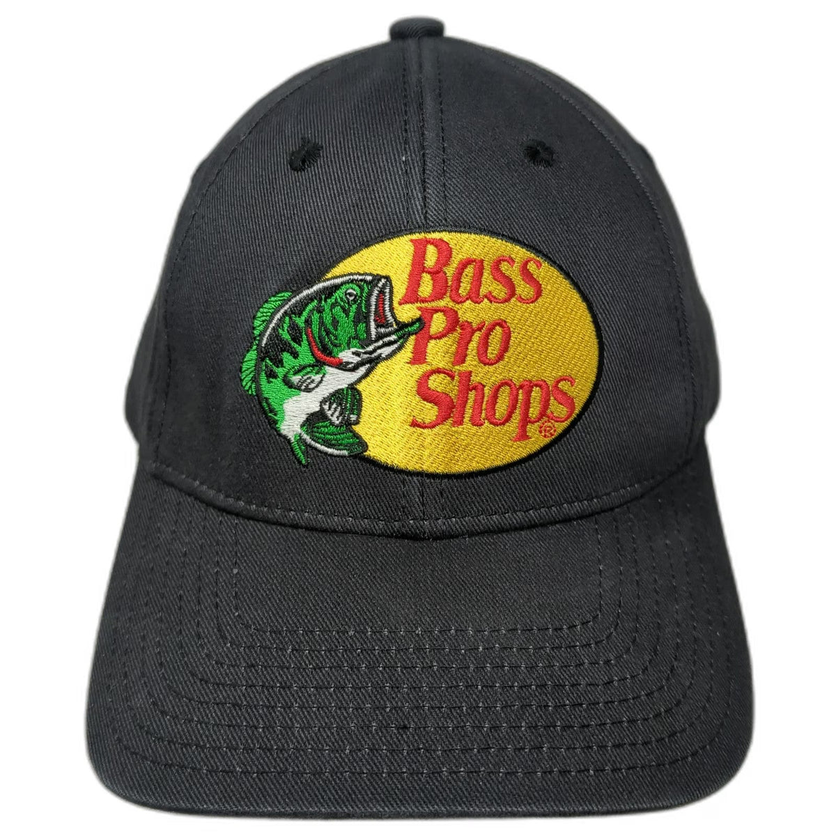 Bass Pro Shops Hat Black Snapback One Size Embroidered Logo Fishing Cap