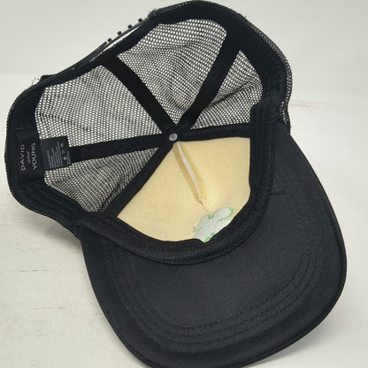David and Young Trucker Hat Black One Size Green Clover Foam Mesh Snapback