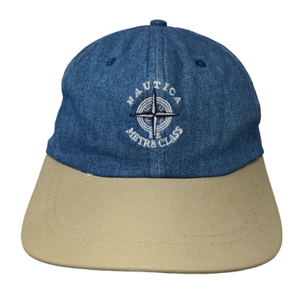 Nautica Men's Slideback Hat Blue Embroidered 12 Metre Class Compass Logo Cotton