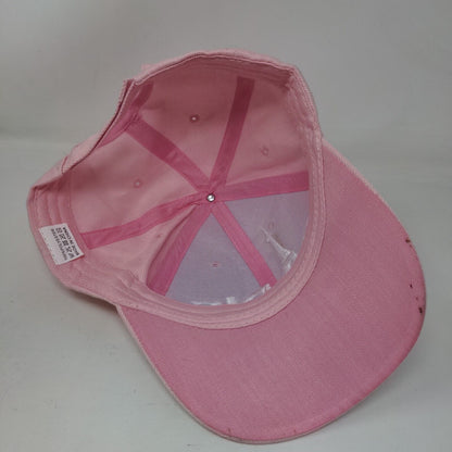 Paris Eiffel Tower Strapback Hat Pink One Size Adjustable Embroidered
