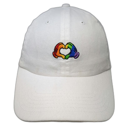 Disney Parks Baseball Cap White OSFM Rainbow Mickey Heart Slideback Cotton Hat