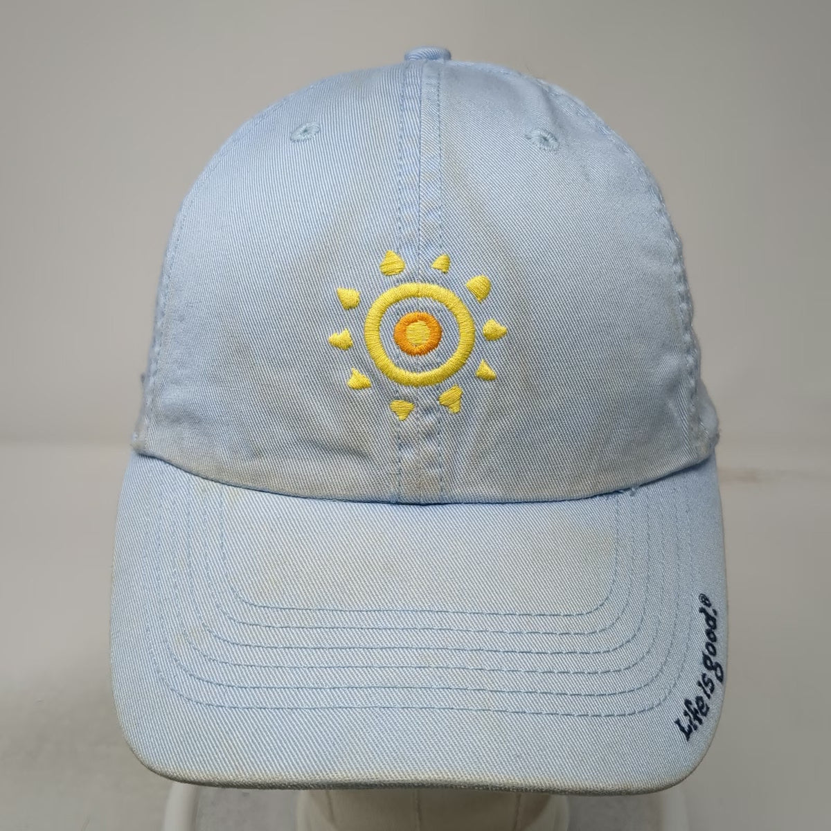 Life is Good Baseball Cap Blue One Size Sun Graphic Cotton Hat Adjustable Strap