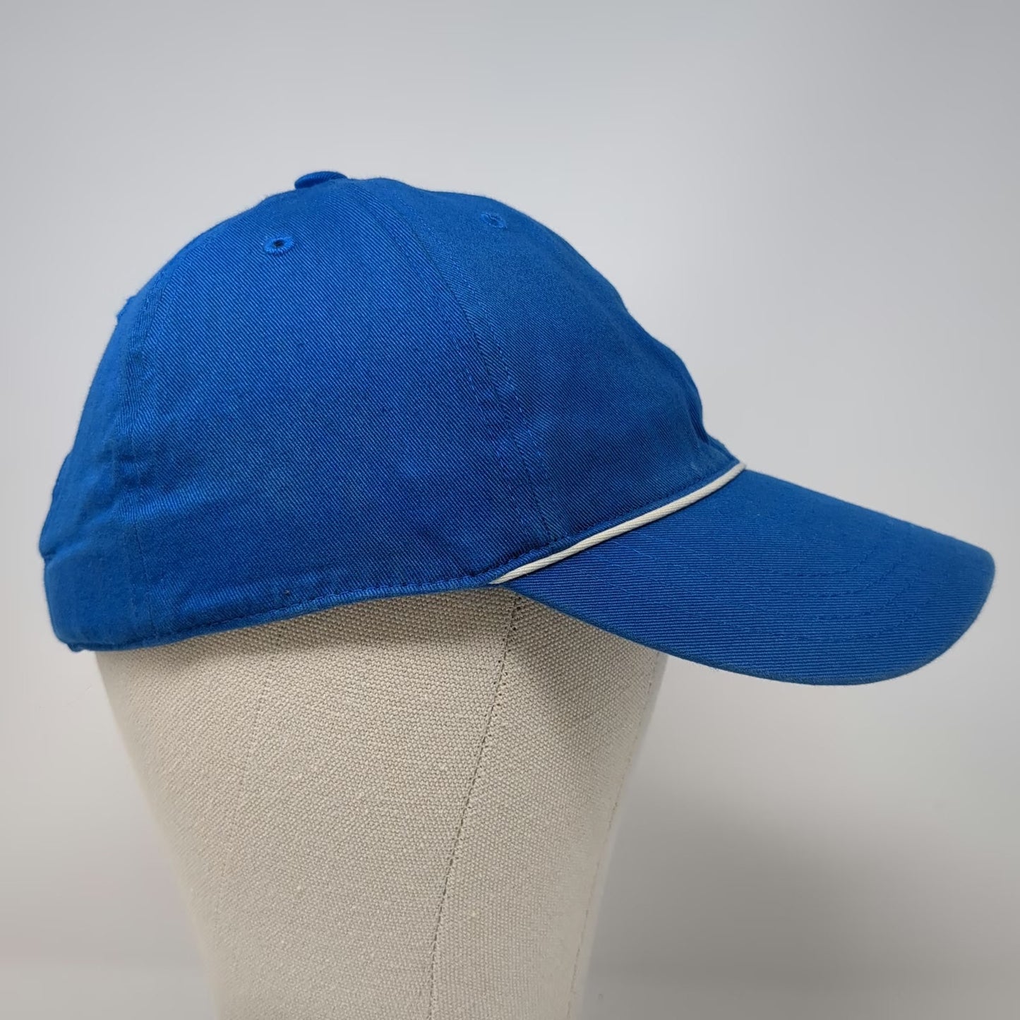 Adidas Baseball Cap Blue One Size Embroidered Logo White Piping Slideback Hat