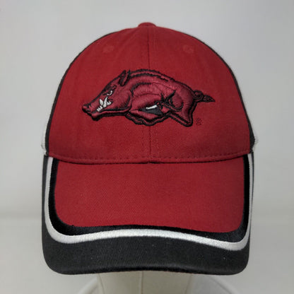 Captivating Headgear Mens Strapback Hat Red Arkansas Razorbacks Embroidered Logo