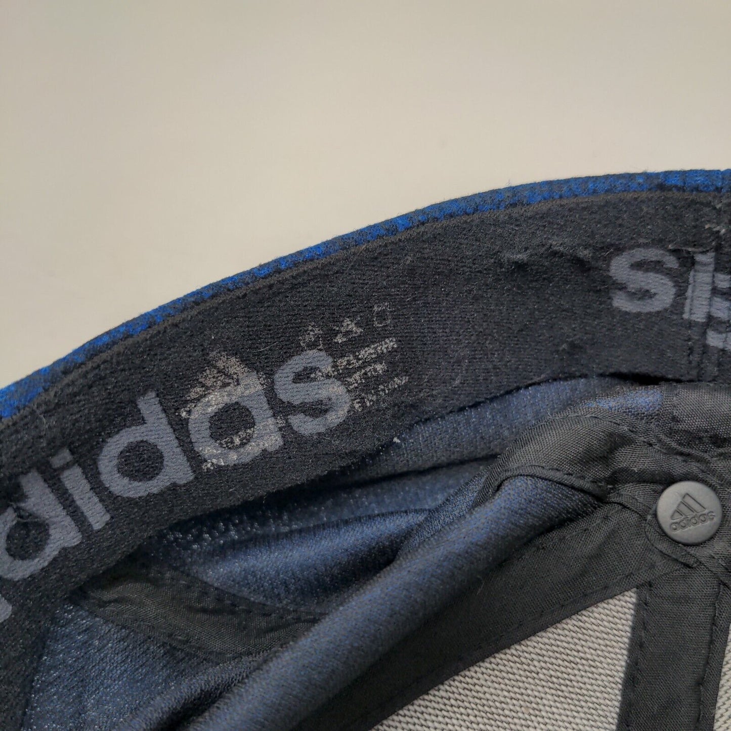 Adidas 3 Stripes Fitted Hat Blue Large/XL Embroidered Vent Holes 6 Panel