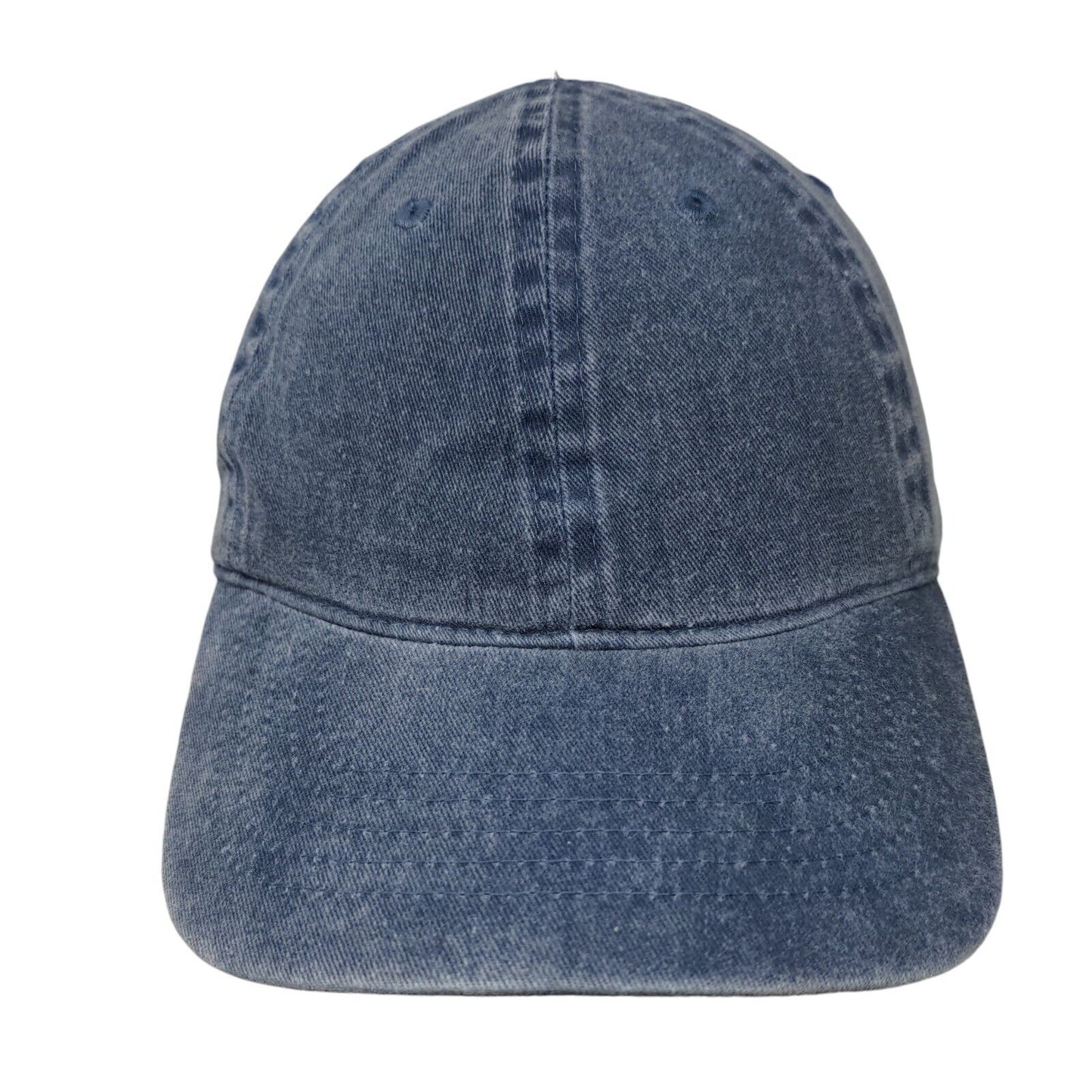 Unbranded Strapback Hat Blue OSFM Adjustable Vented Holes 6 Panel Denim Blank