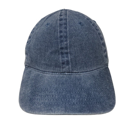 Unbranded Strapback Hat Blue OSFM Adjustable Vented Holes 6 Panel Denim Blank