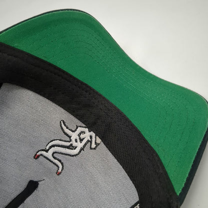 Reference 5 Panel Black One Size Hat Green Underbrim Snapback Parody Logo