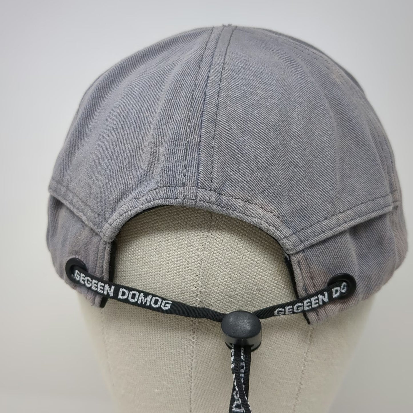 Gegeen Domog Baseball Cap Gray One Size Distressed Short Brim Toggle Strap Hat