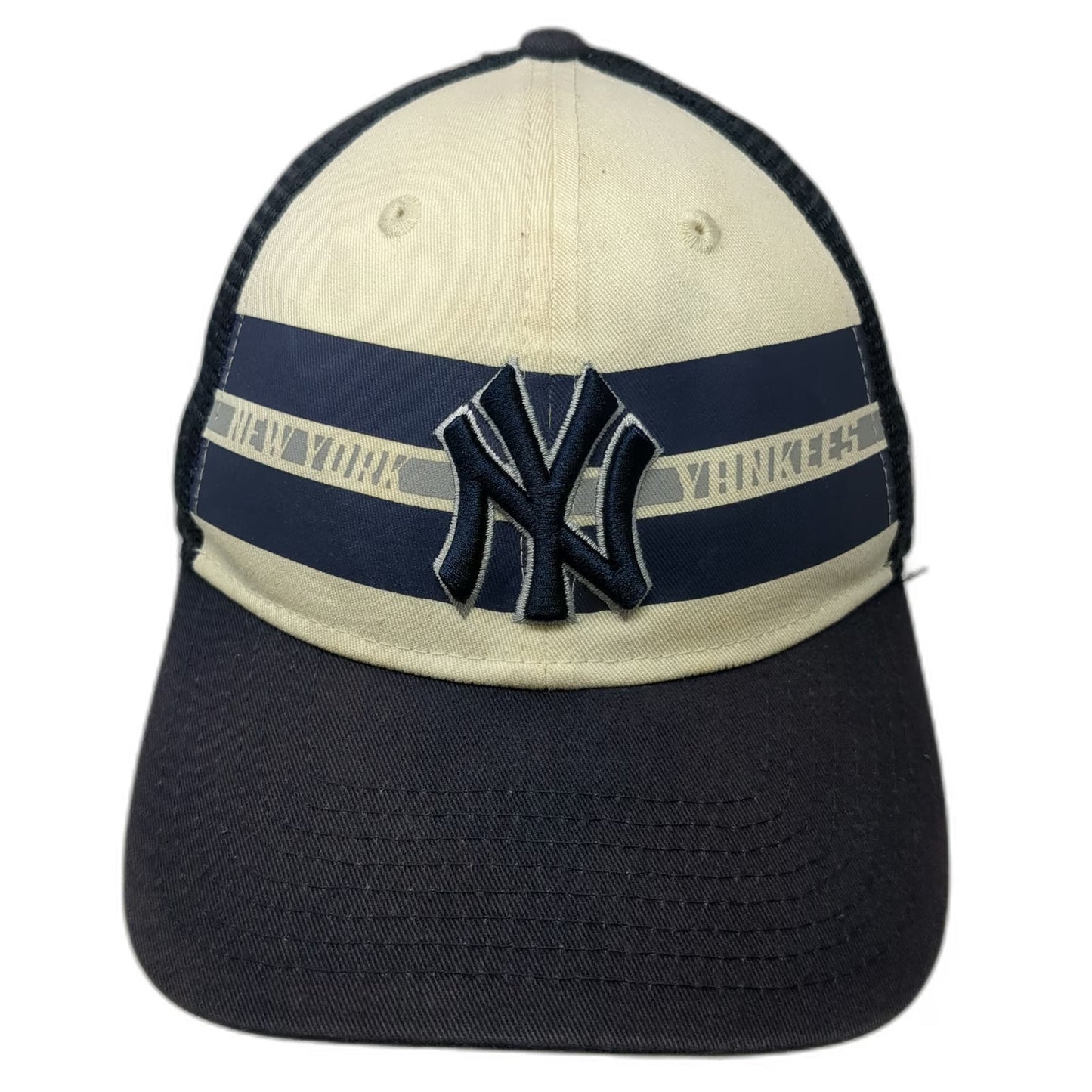 New Era MLB New York Yankees Blue Trucker Hat One Size Mesh Snapback Curve Brim