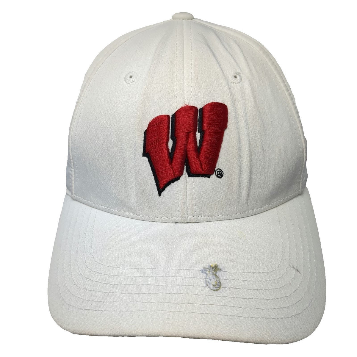 Under Armour Wisconsin Badgers NCAA Cap White Red L Stretch Fit Curved Brim Logo