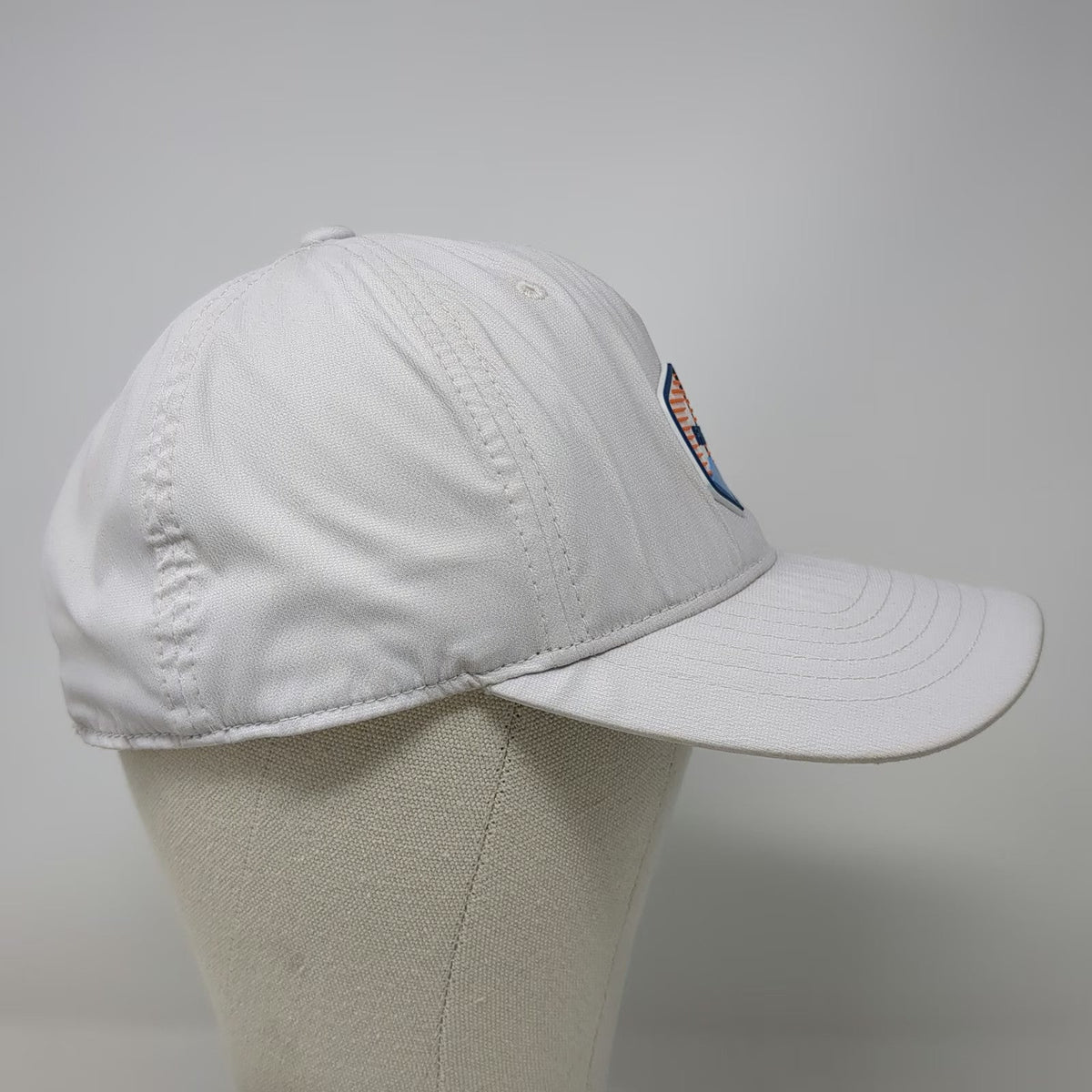 PING 5 Panel Hat White One Size Golf Sunset Mountain Patch Snapback Flexfit 110