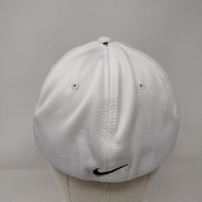 Biolab Sciences Fitted Hat White L/XL Swoosh Logo Legacy91 Drifit Nike Polyester